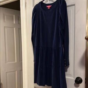 Lilly Pulitzer Blue Long Sleeve Crew Neck Dress